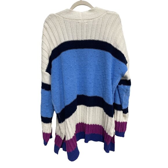 Maurices Cardigan Sweater Size XXL Open Front Striped Colorblock Cozy Knit NEW - Picture 2 of 9